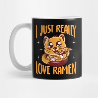 Cute & Funny I Just Really Love Ramen Anime Cat Mug